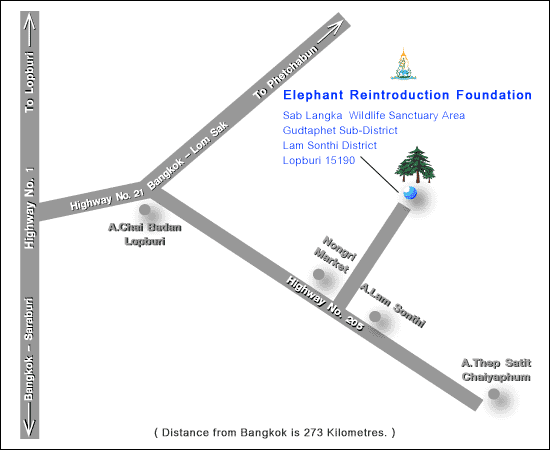 Map : Elephant Reintroduction Foundation Lopburi Office